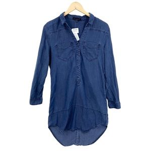 VELVET HEART Dress Denim Shirt Button Close Rolled Sleeve